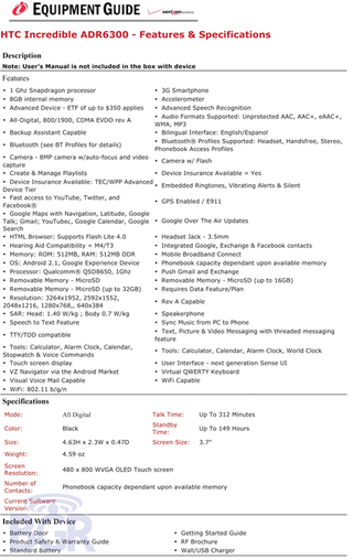 Illustration for article titled HTC Incredible's Specs Leak, Show Snapdragon Android Phone With 8MP Camera